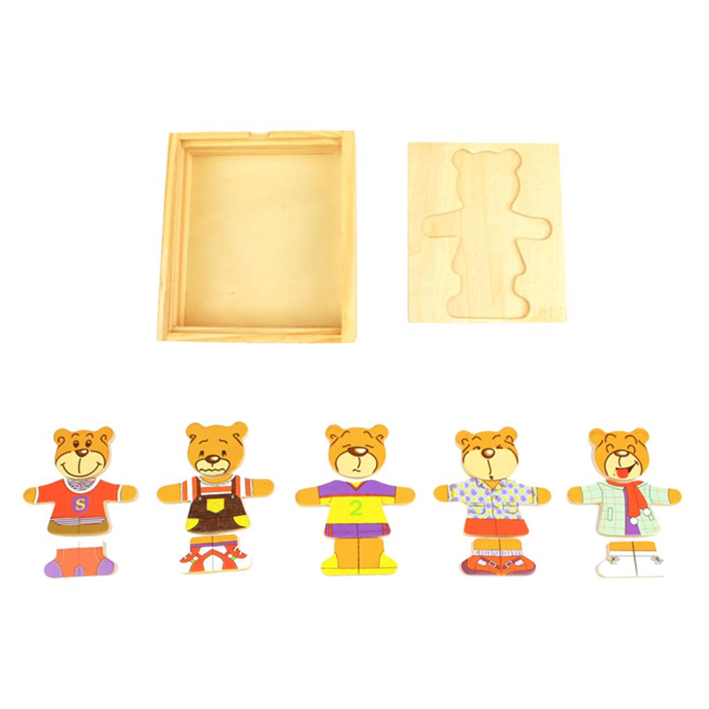 Early Education Toy, Puzzle Block, Bear Clothes Dress Up Play Set Girl Bear