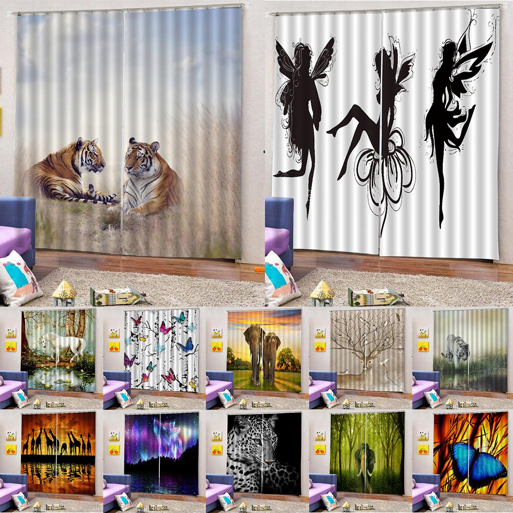 Set of 2 Panel Digital Photo Printing Blackout 3D Curtains Butterfly Fairy