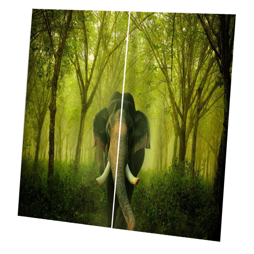 Set of 2 Panel Digital Photo Printing Blackout 3D Curtains Elephant