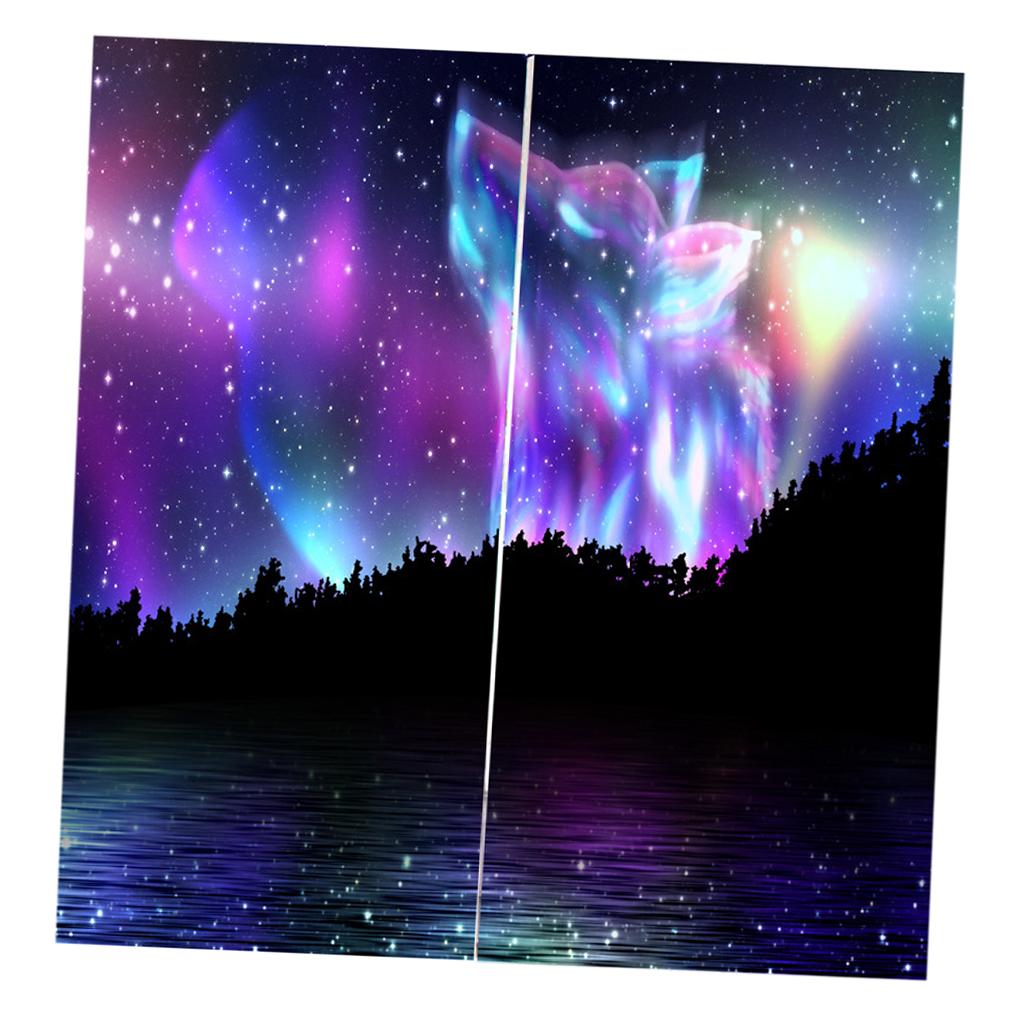 Set of 2 Panel Digital Photo Printing Blackout 3D Curtains Wolf
