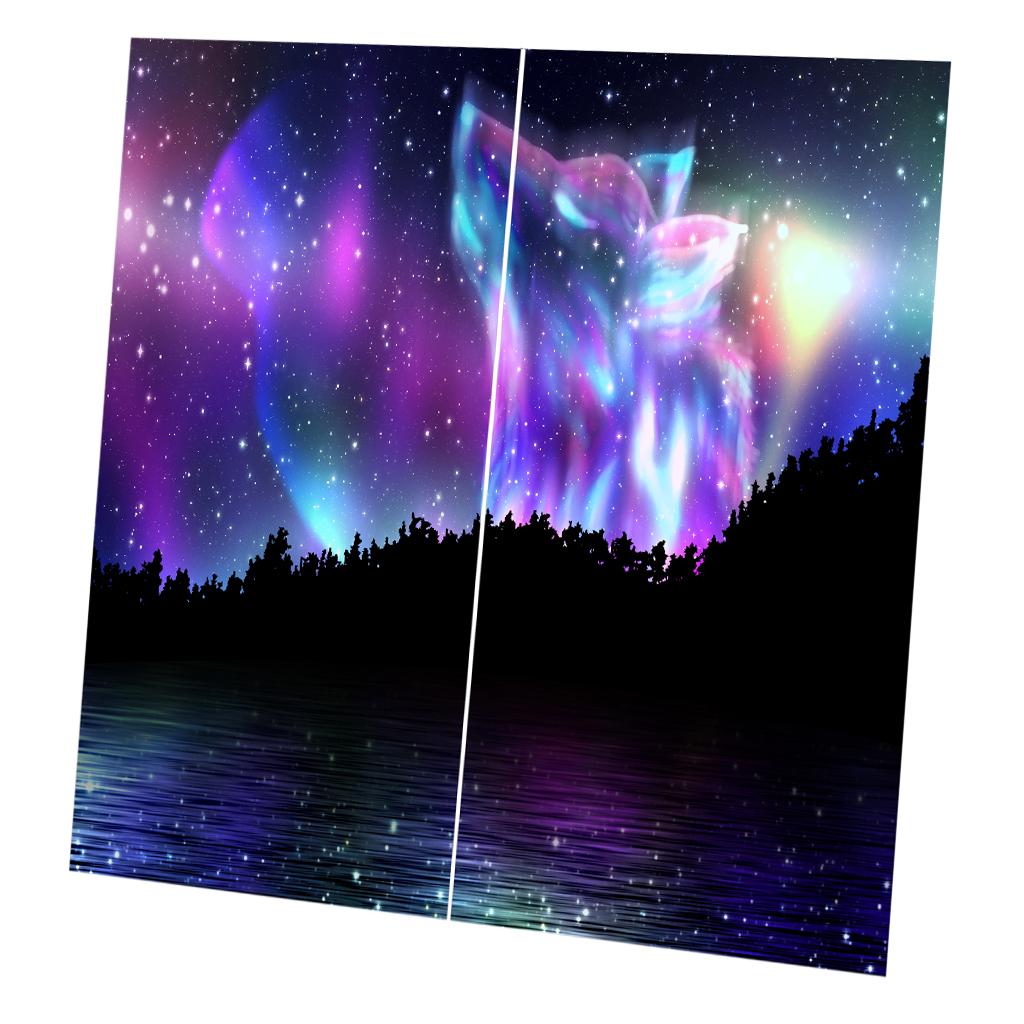 Set of 2 Panel Digital Photo Printing Blackout 3D Curtains Wolf