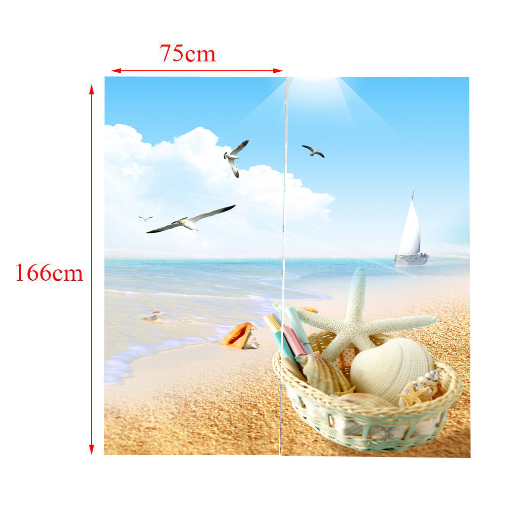 2 Panels Digital Printing Blackout 3D Curtains Window Seagull