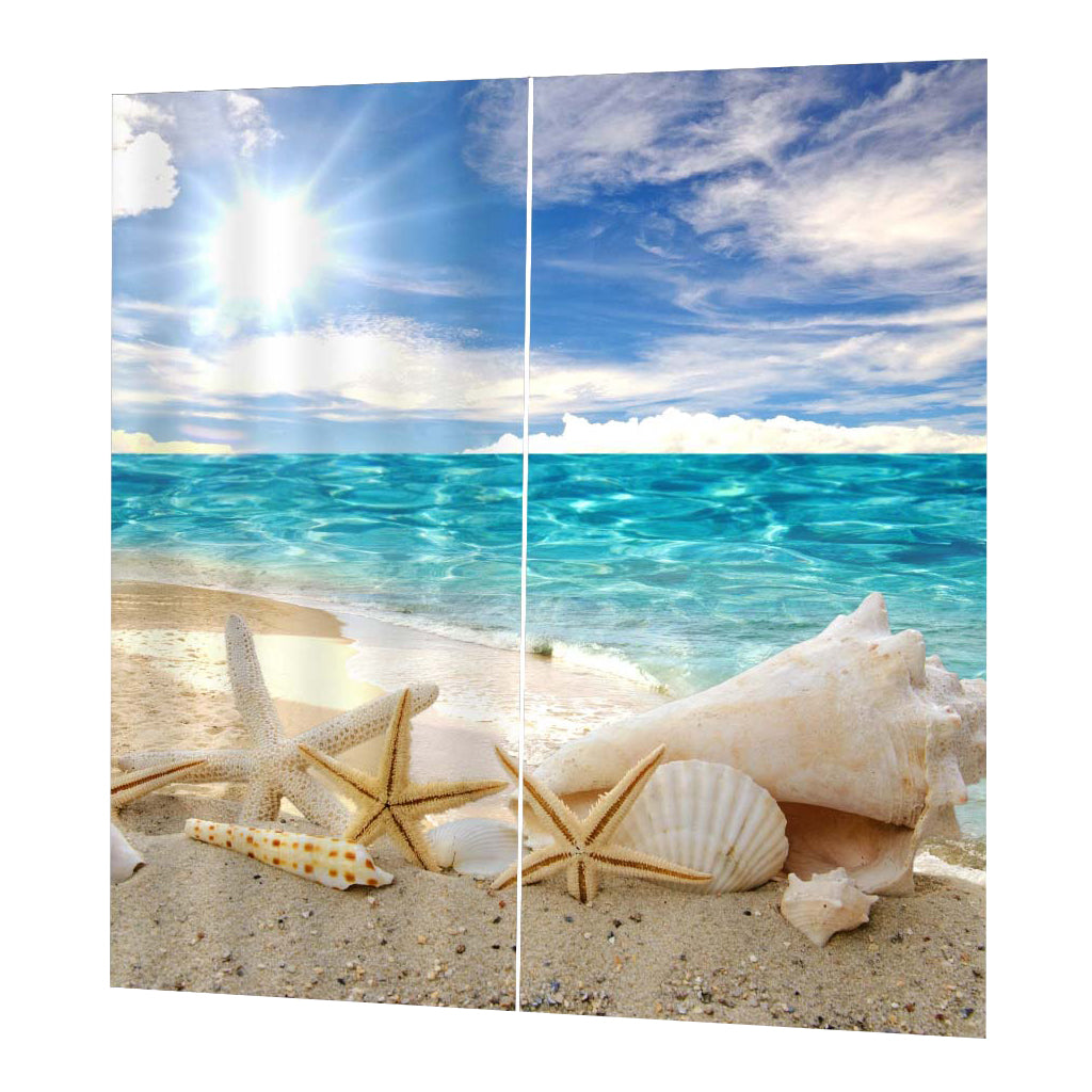 2 Panels Digital Printing Blackout 3D Curtains Window Starfish