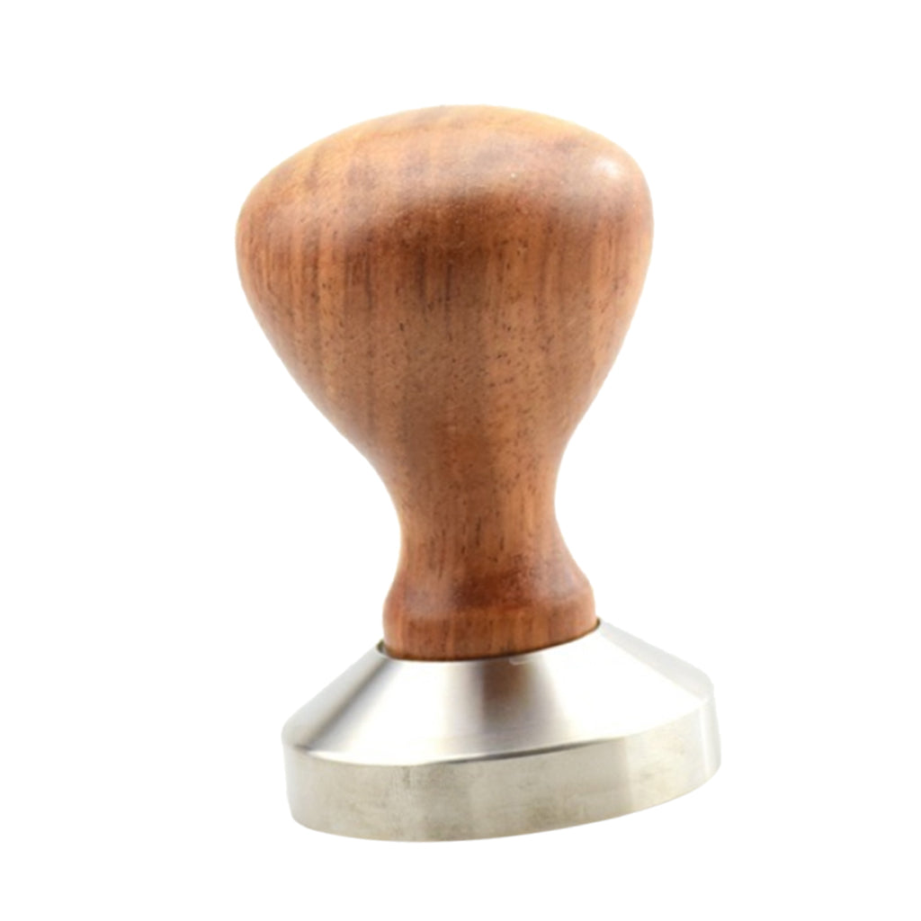 Stainless Steel Espresso Coffee Bean Tamper Press Tool Wooden Handle #2 53mm