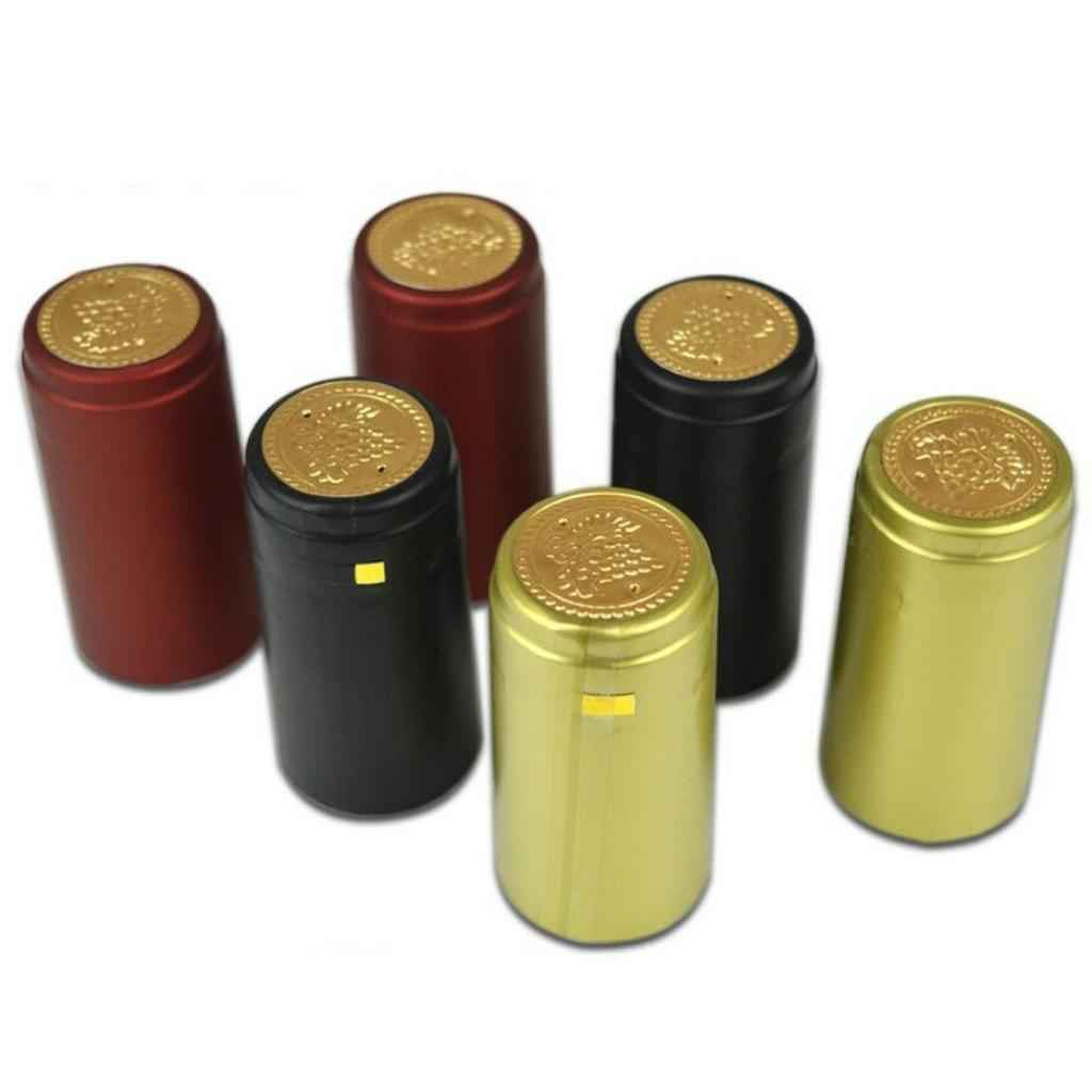 100 Pieces Wine Bottle Heat Shrink PVC Capsules Sealing Cover Gold 32mm