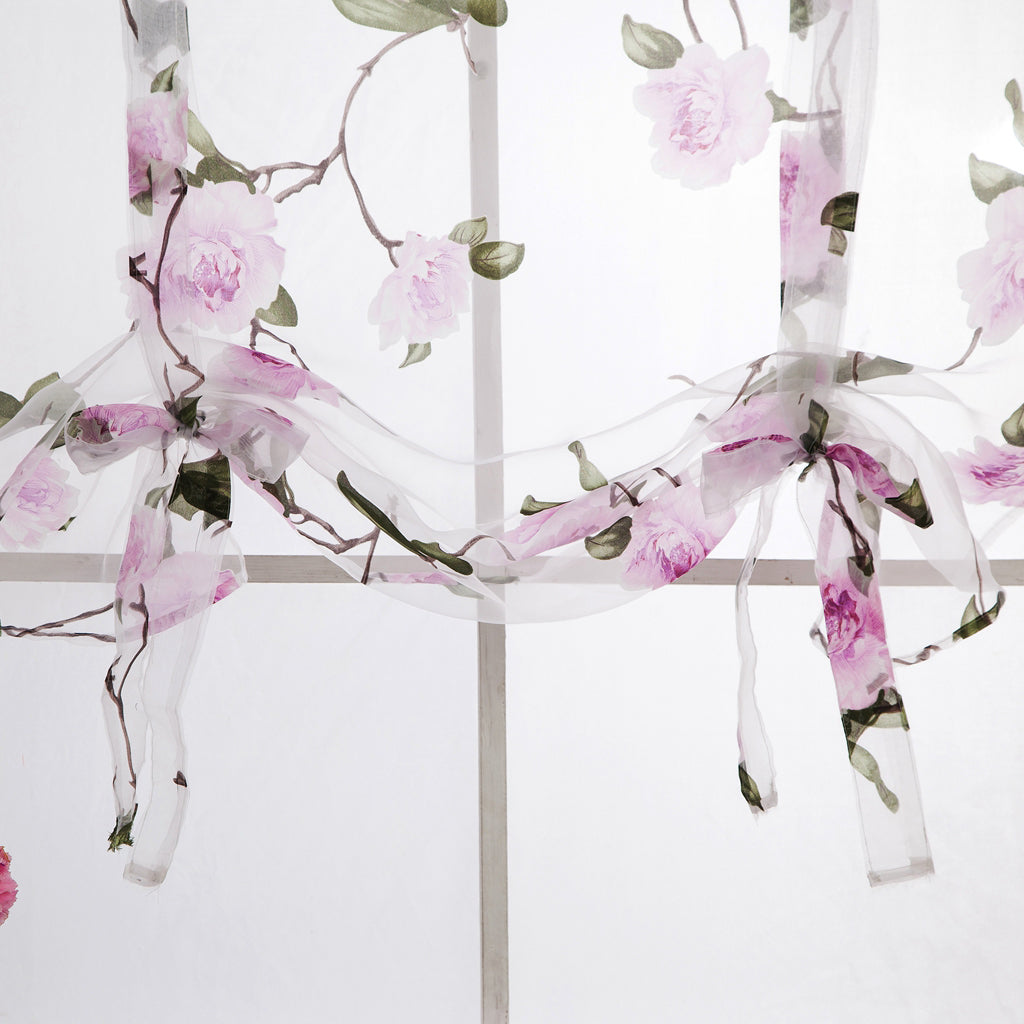 Floral Design Roman Short Window Curtain Sheer Voile #2 Purple 100x160cm