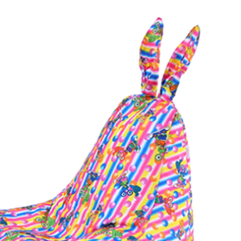 Rabbit Ear Backrest Bean Bag Cover Stuffed Animal Storage Holder Striped
