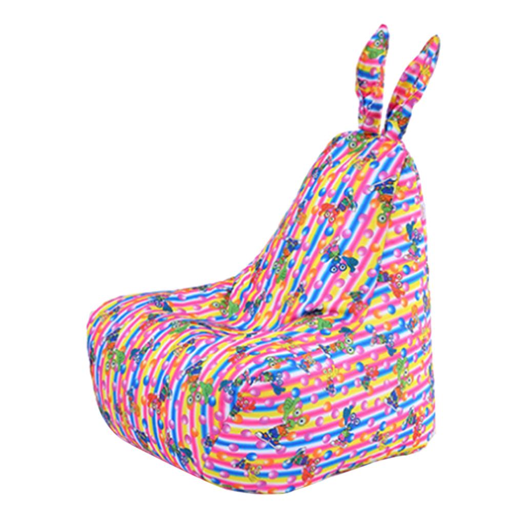 Rabbit Ear Backrest Bean Bag Cover Stuffed Animal Storage Holder Striped