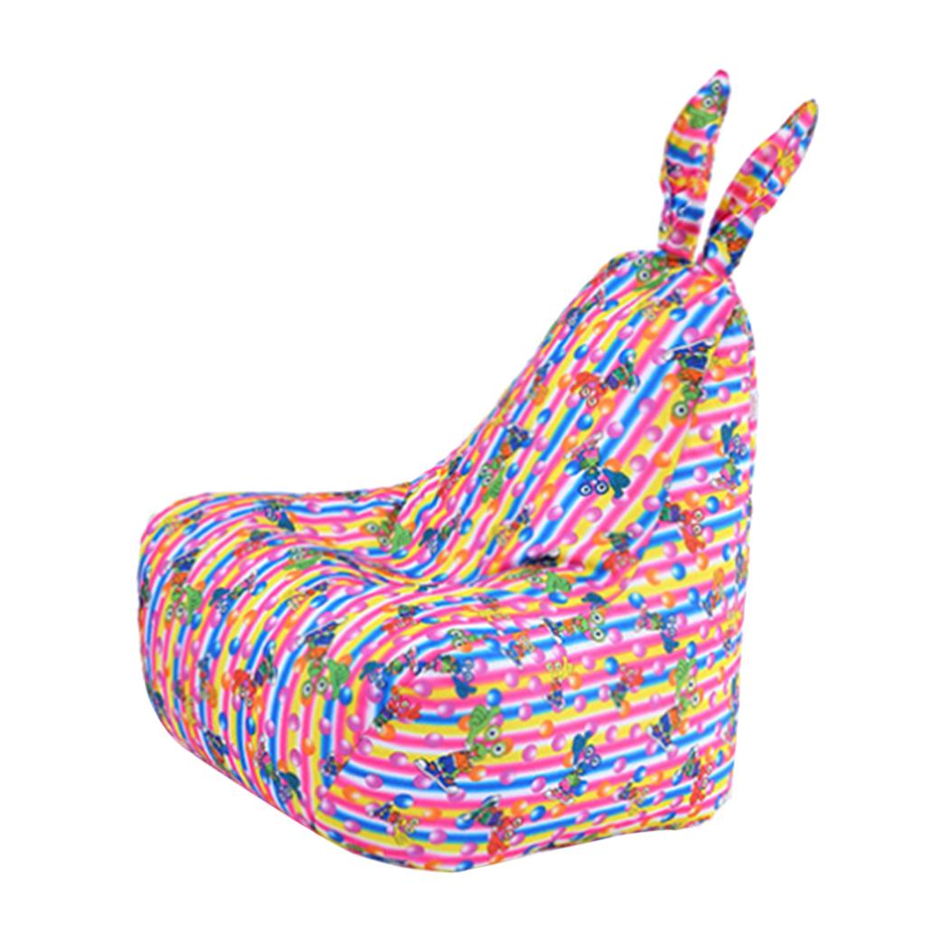 Rabbit Ear Backrest Bean Bag Cover Stuffed Animal Storage Holder Striped