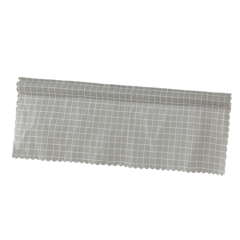 Window Balcony Rod Grid Short Curtain for Home Kitchen Cabinet Panel Gray Grid