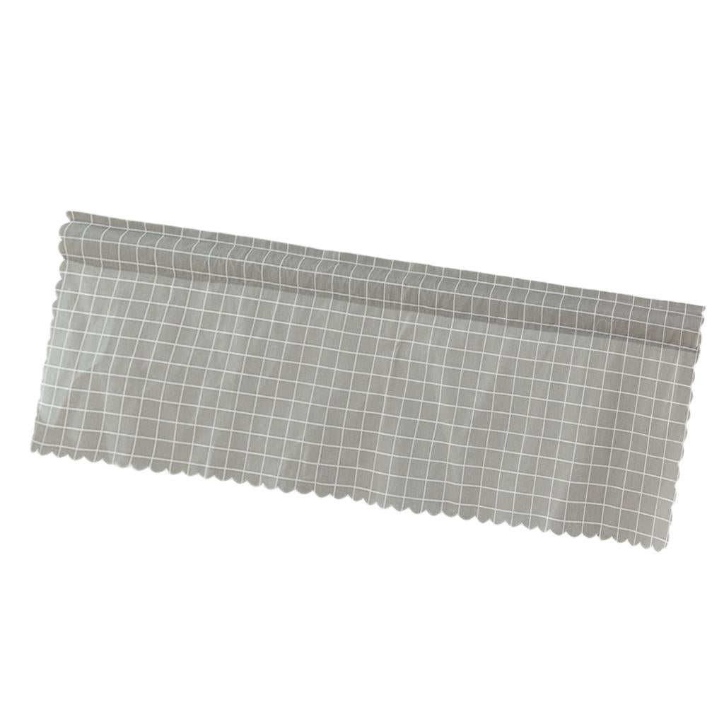 Window Balcony Rod Grid Short Curtain for Home Kitchen Cabinet Panel Gray Grid