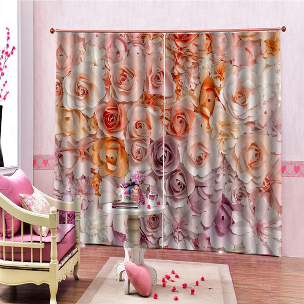 Charming Floral Printed Window Curtains Bath Drapes 4