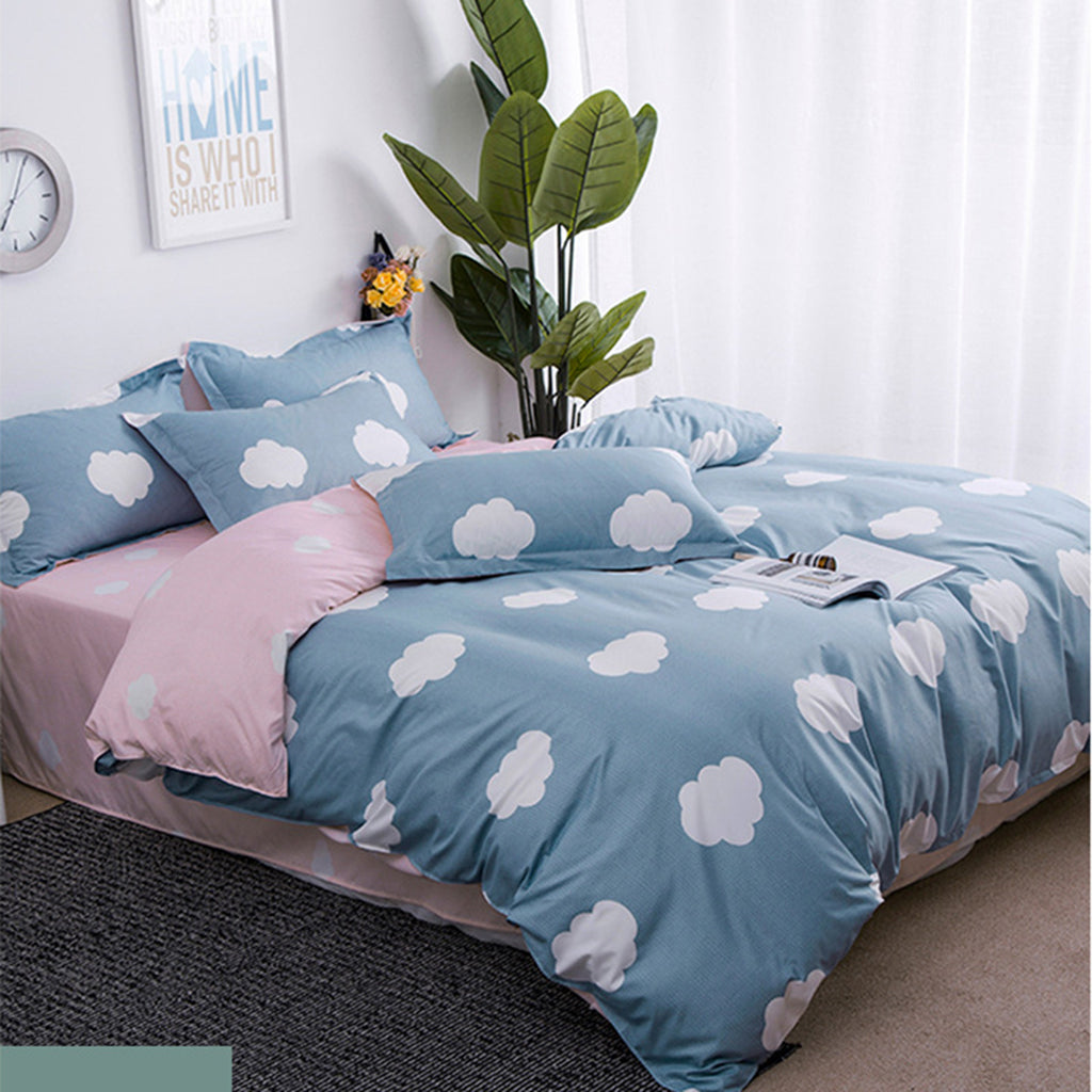 Four pieces of Aloe Cotton Duvet Covers Quilt Cover+Bedsheet +Pillow Cases Clouds-M