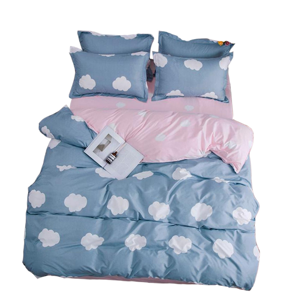 Four pieces of Aloe Cotton Duvet Covers Quilt Cover+Bedsheet +Pillow Cases Clouds-M