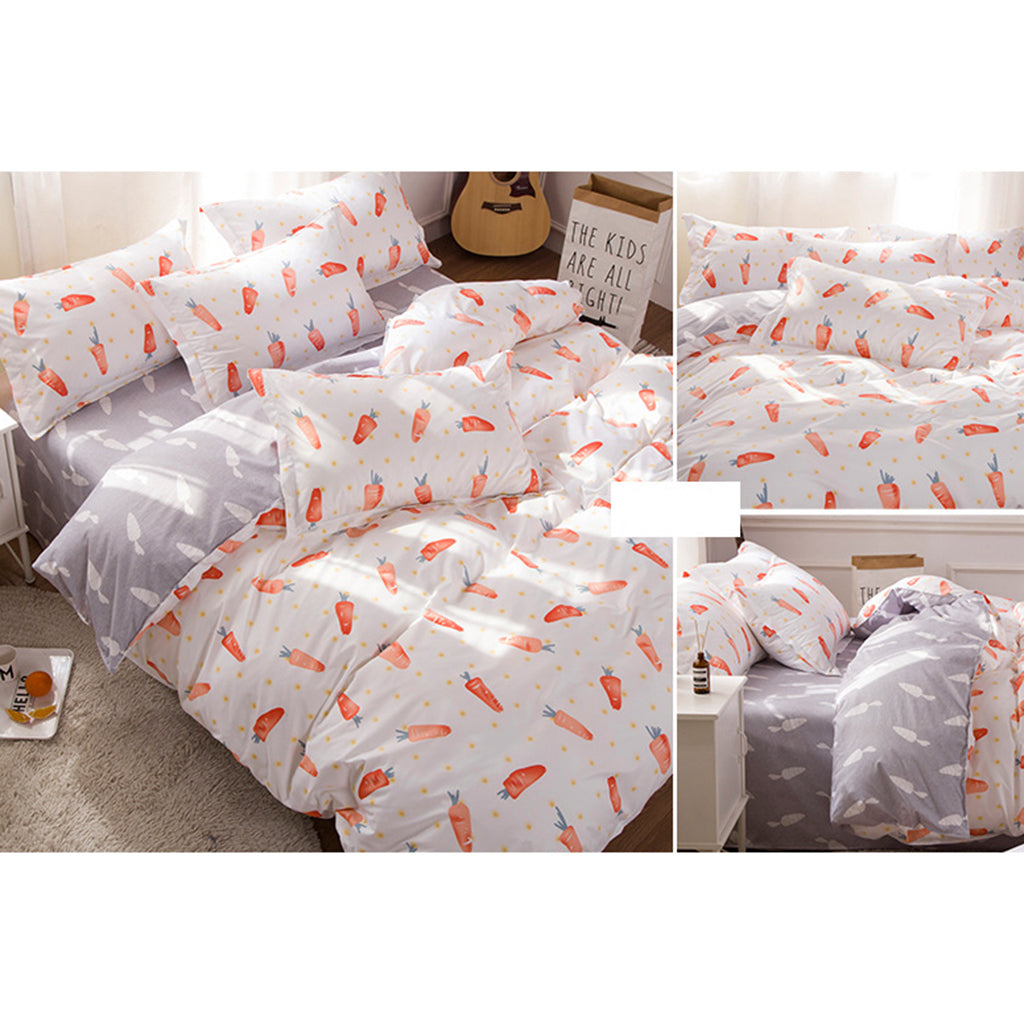 Four pieces of Aloe Cotton Duvet Covers Quilt Cover+Bedsheet +Pillow Cases Carrots-M