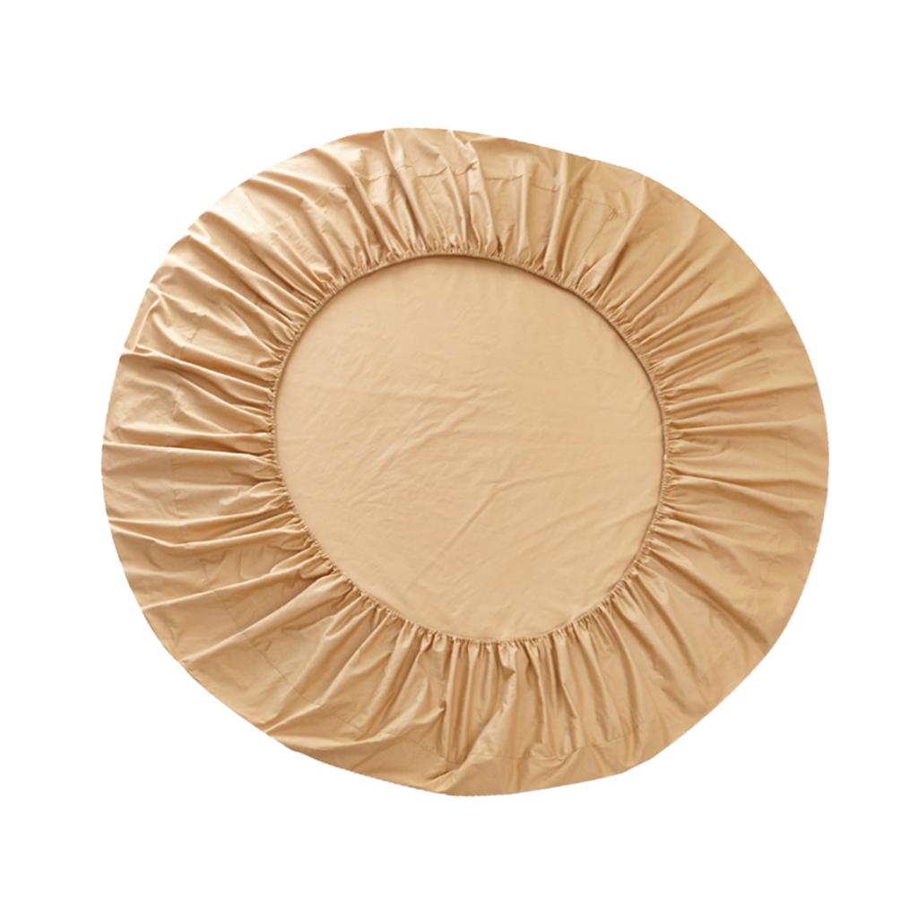 Solid Color Pure Cotton Round Bed Spread Fitted Sheet Covers Camel