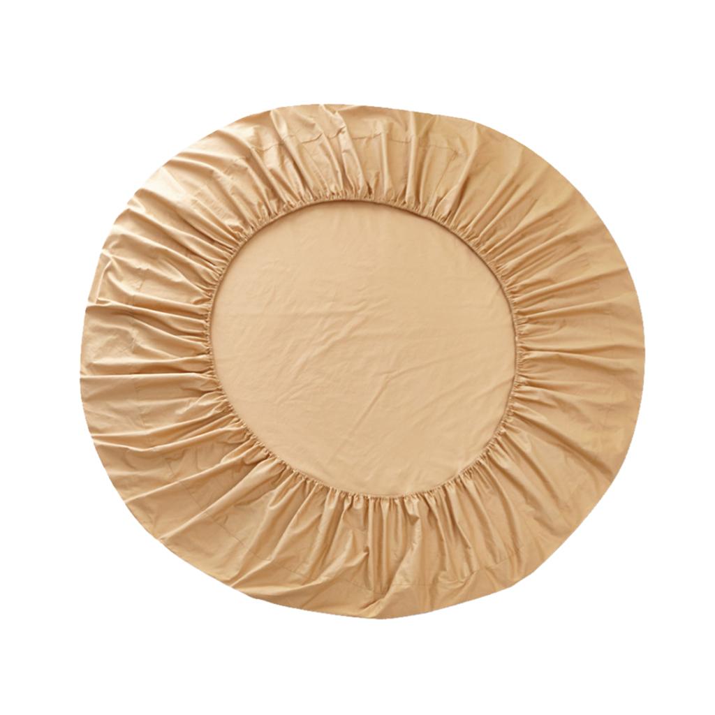 Solid Color Pure Cotton Round Bed Spread Fitted Sheet Covers Camel