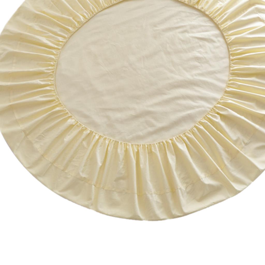 Solid Color Pure Cotton Round Bed Spread Fitted Sheet Covers Beige