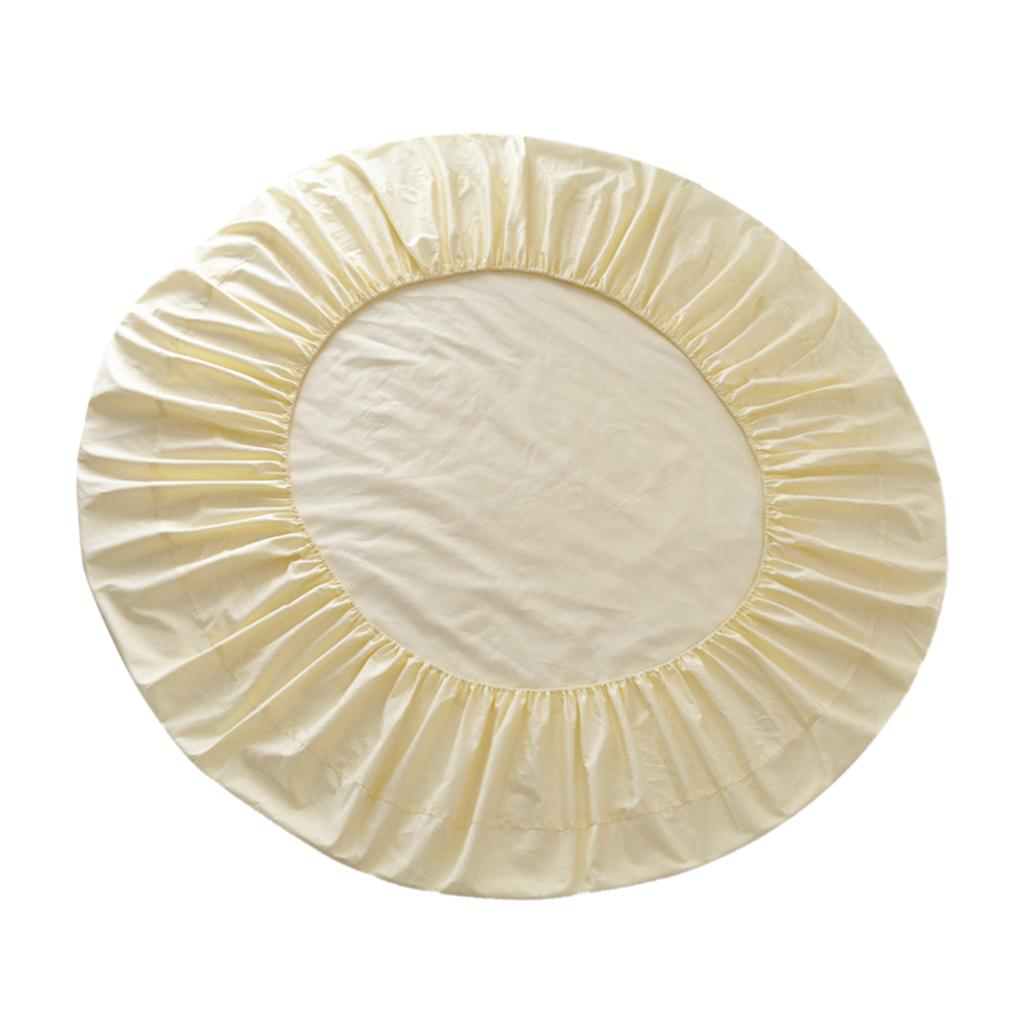 Solid Color Pure Cotton Round Bed Spread Fitted Sheet Covers Beige