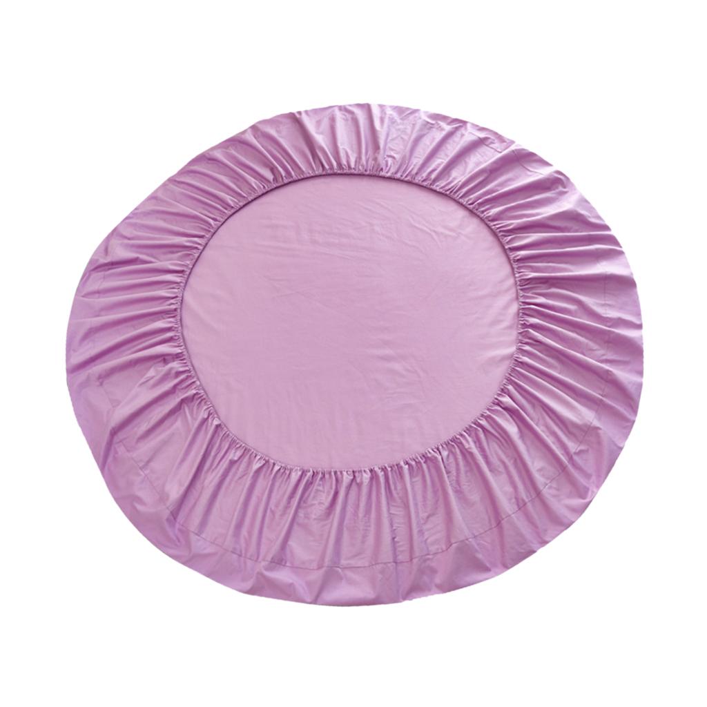 Solid Color Pure Cotton Round Bed Spread Fitted Sheet Covers Lilac