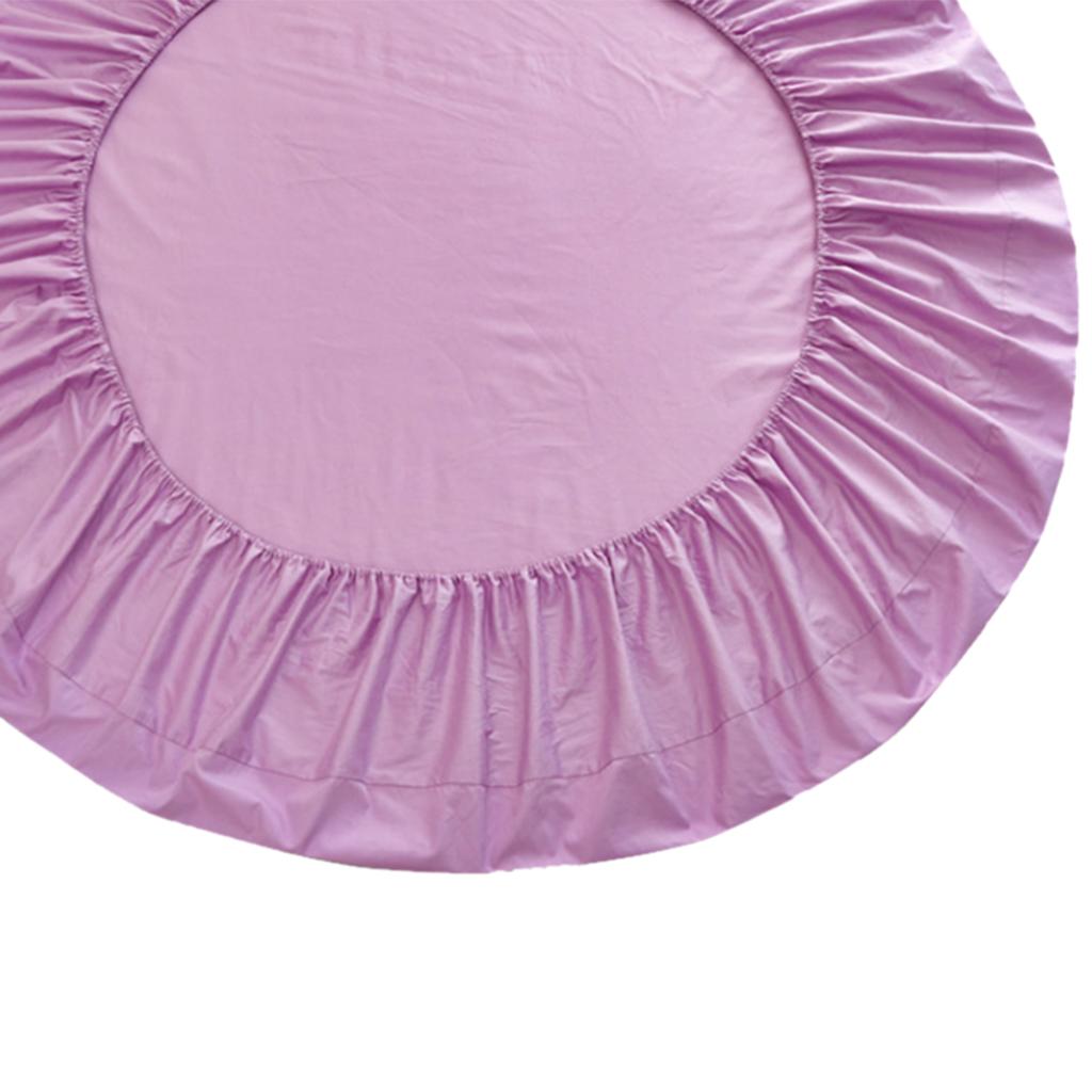 Solid Color Pure Cotton Round Bed Spread Fitted Sheet Covers Lilac