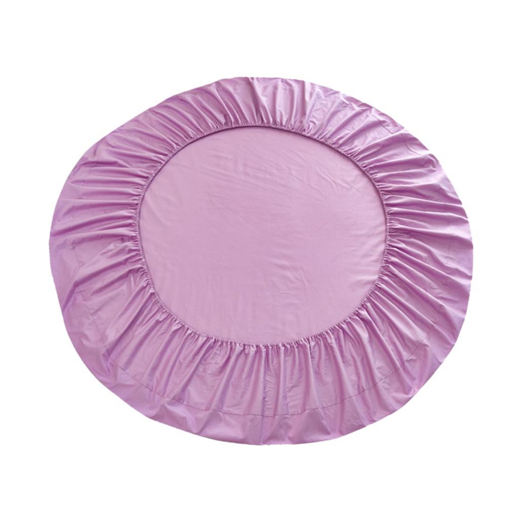 Solid Color Pure Cotton Round Bed Spread Fitted Sheet Covers Lilac