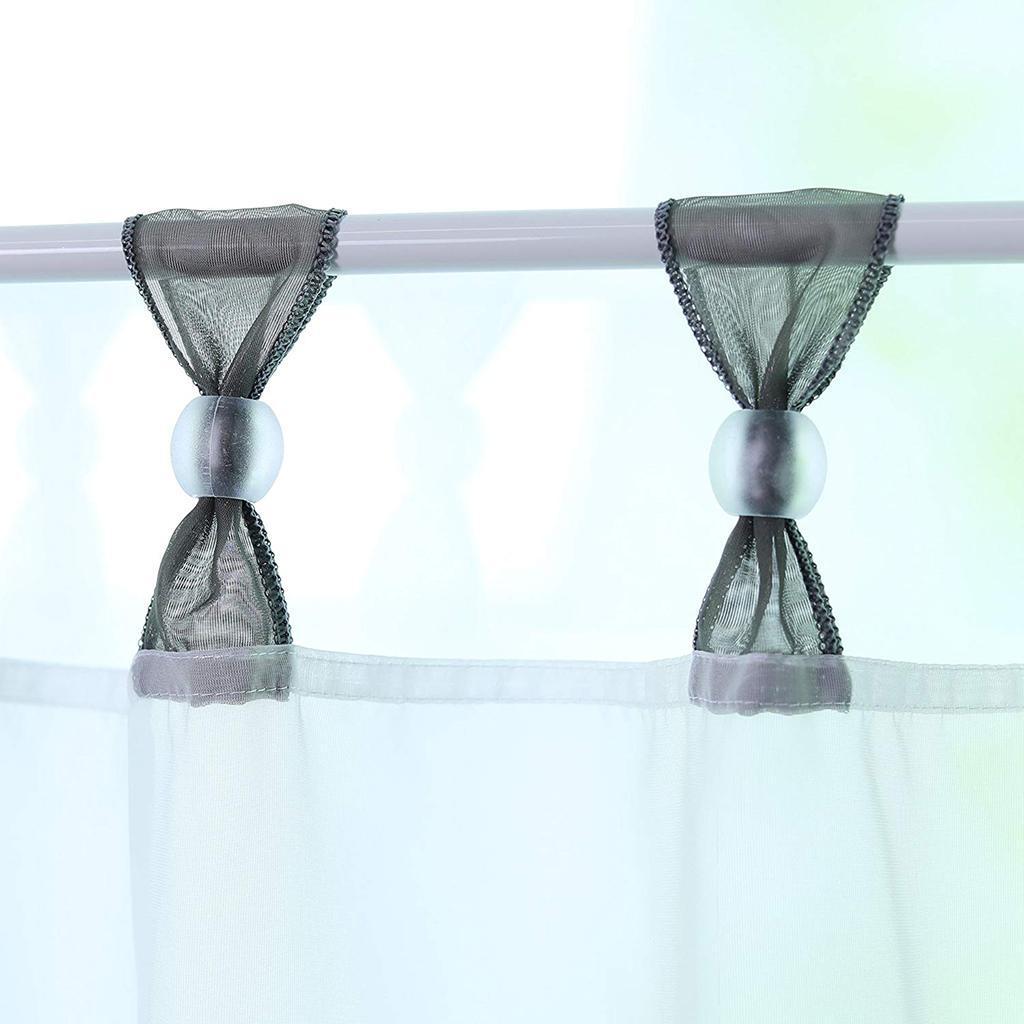 Embroidered Short Curtain Tab Top Cafe Half Curtains Grey - 45x120cm
