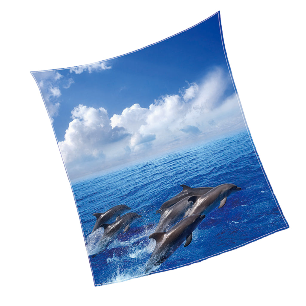 Digital Printing Flannel Blanket Soft Bed Sofa Throw Dolphin 150x200cm
