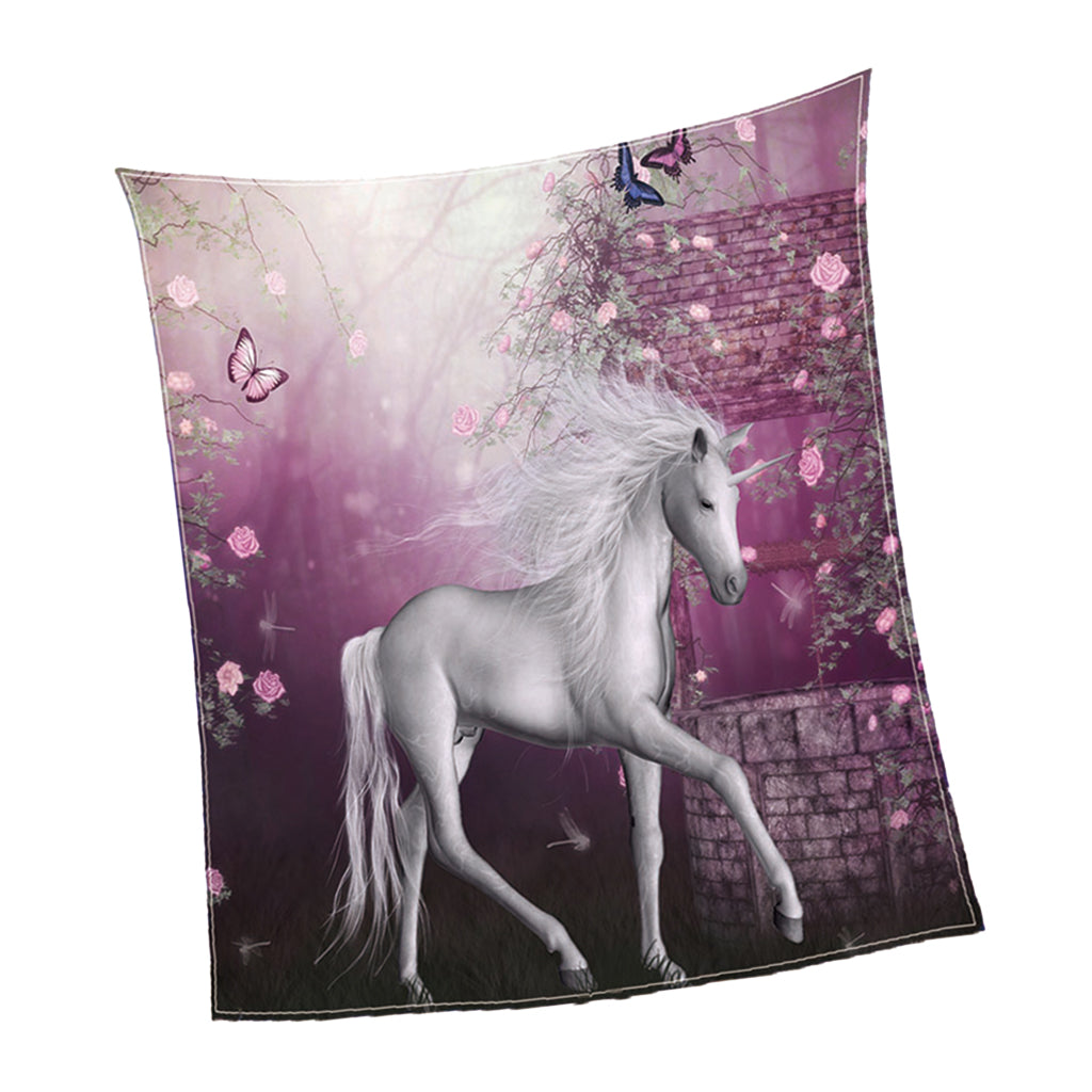 Digital Printing Flannel Blanket Soft Bed Sofa Throw Unicorn 130x150cm