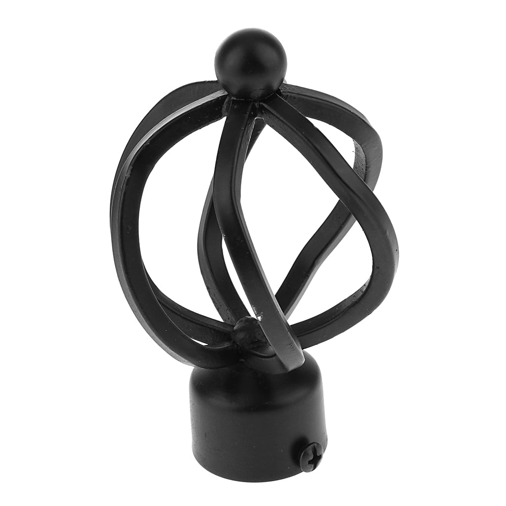 28mm Aluminum Alloy Curtain Rod Cap Drapery Pole Finials Style 3-Black