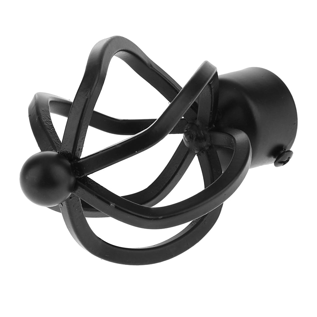 28mm Aluminum Alloy Curtain Rod Cap Drapery Pole Finials Style 3-Black