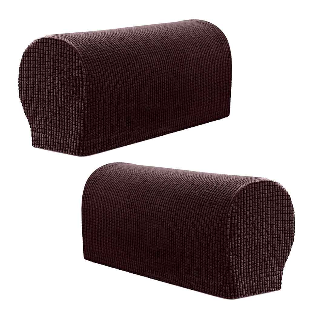Set of 2 Nonslip Stretch Furniture Sofa Armrest Cover Protector Chocolate
