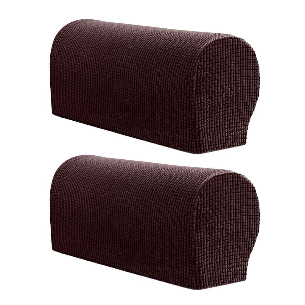 Set of 2 Nonslip Stretch Furniture Sofa Armrest Cover Protector Chocolate