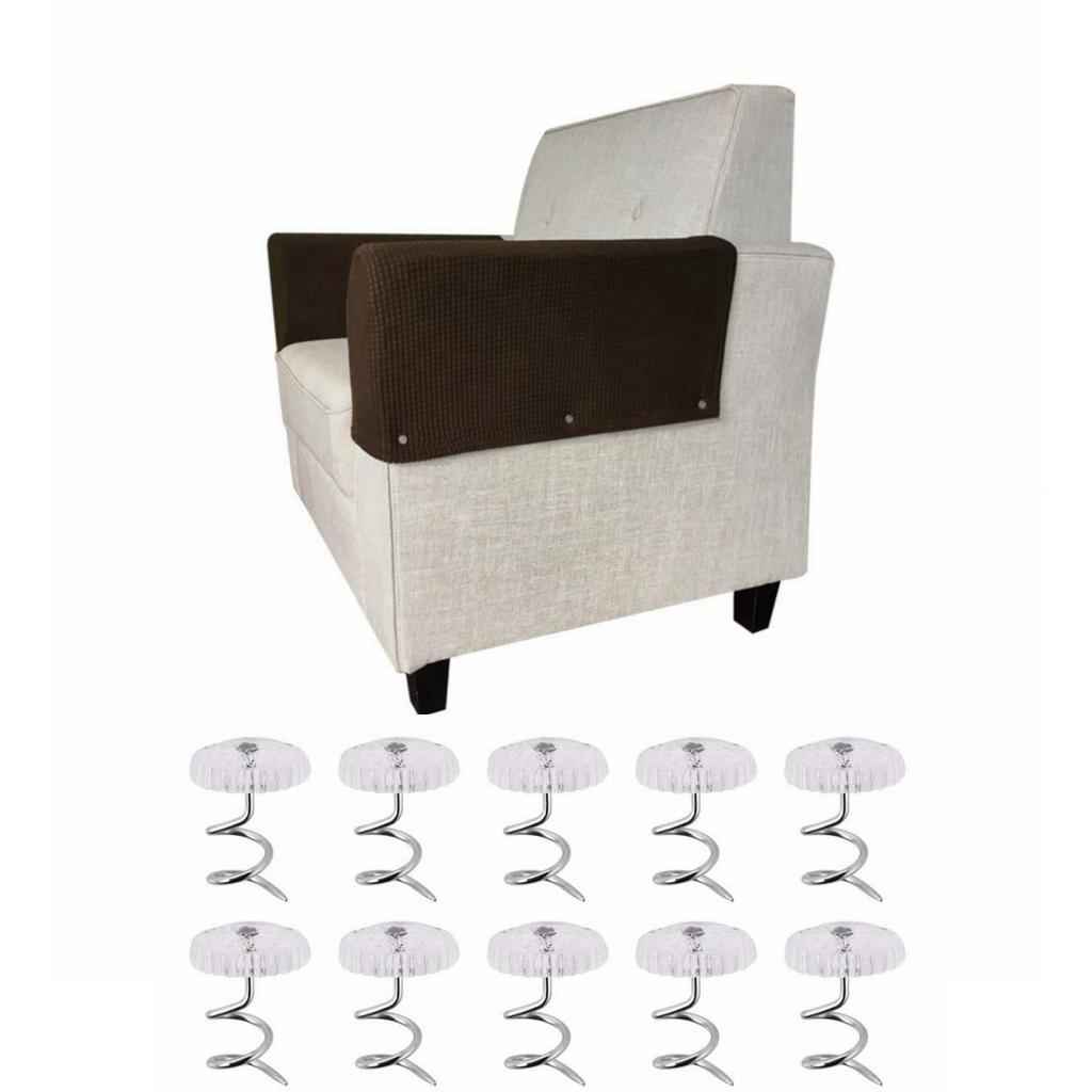 Set of 2 Nonslip Stretch Furniture Sofa Armrest Cover Protector Chocolate