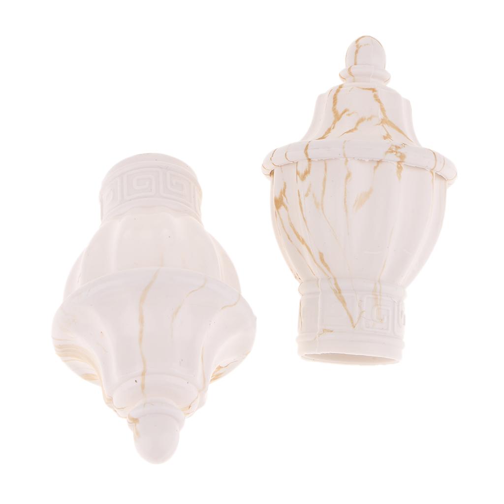 1 Pair Retro Curtain Decorative Pole Rod Finials Ends Heads 28mm White C