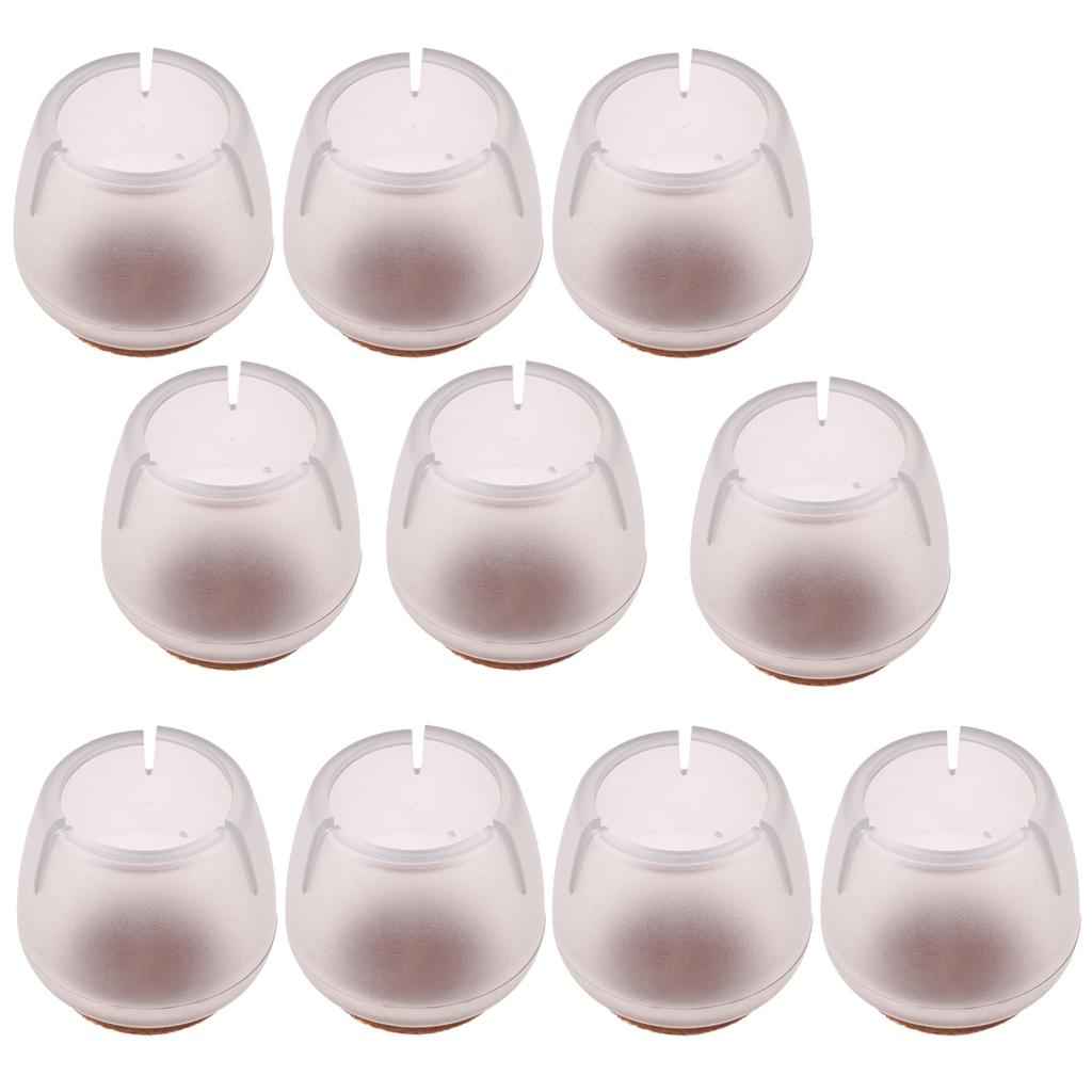 10 Pieces Clear Chair Leg Floor Protectors Furniture Pads Round Leg 17-21mm