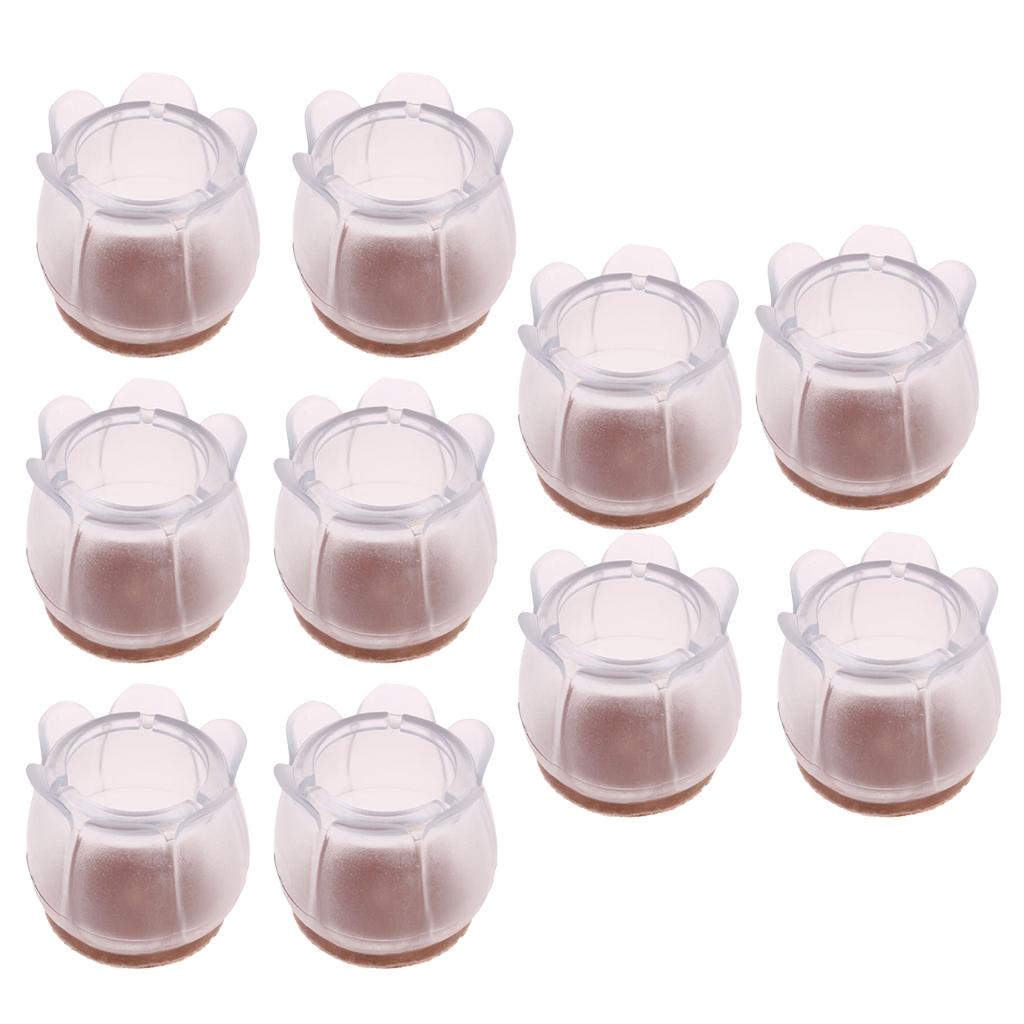 10 Pieces Clear Chair Leg Floor Protectors Furniture Pads Round Leg 22-28mm