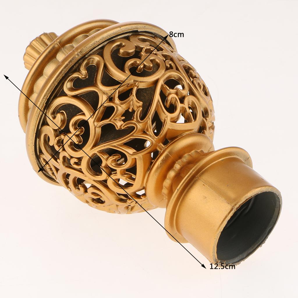 1 Pair Retro Curtain Decorative Pole Rod Finials Ends Heads 28mm Golden D