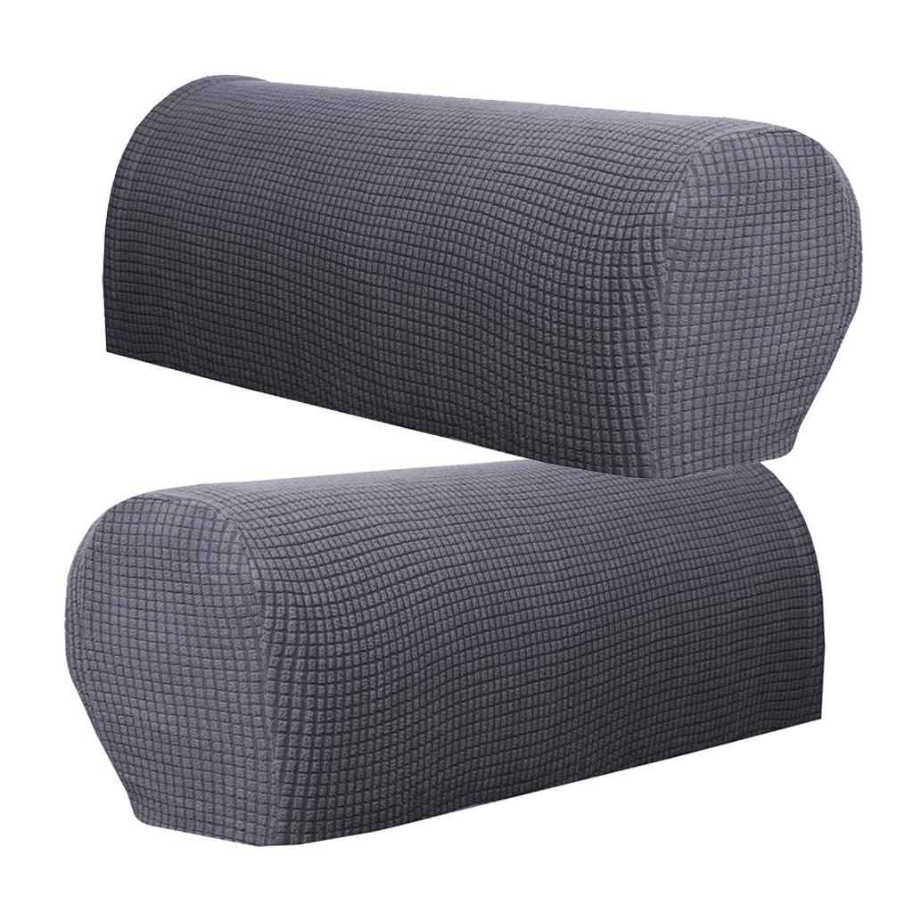 2pcs Stretch Non-slip Sofa Armrest Covers Loveseat Slipcover Protectors Grey