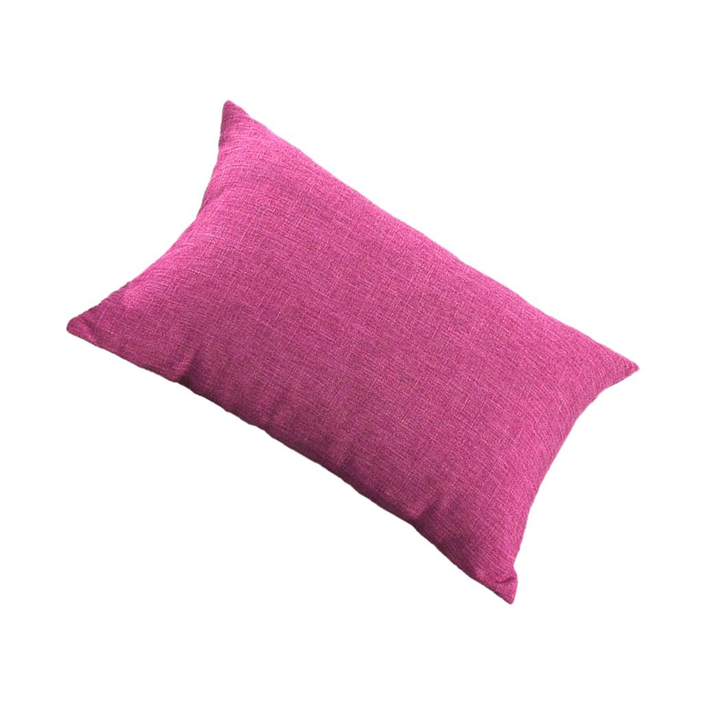 Linen Replacement Cover Pillowcase for Sofa Throw Waist Cushions Rose Red