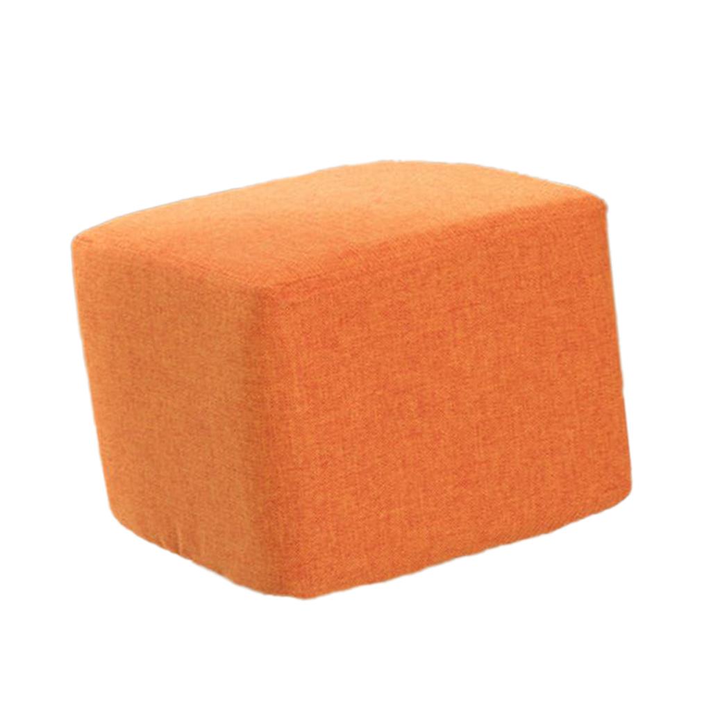 Cotton Linen Square Stool Seat Replacement Covers Orange-28x28x18cm