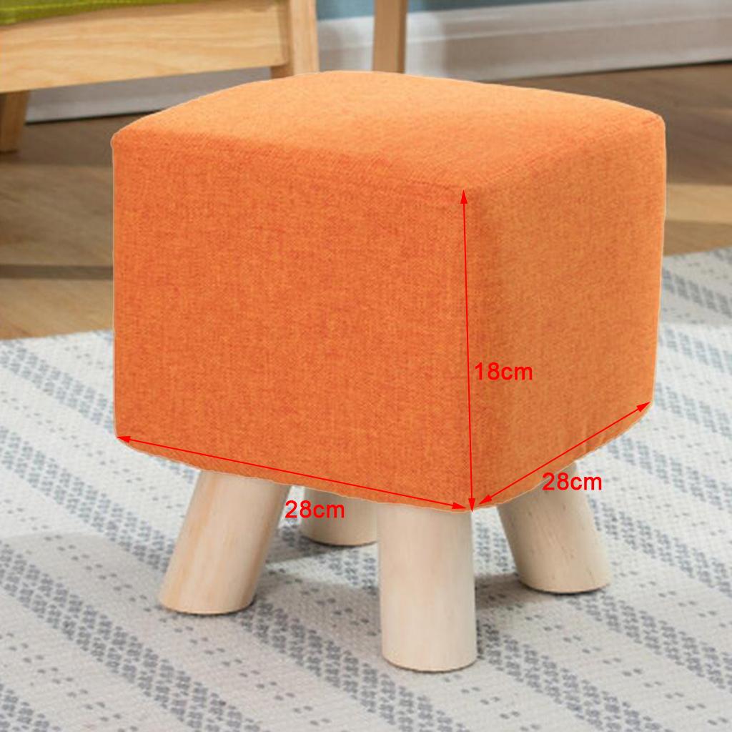 Cotton Linen Square Stool Seat Replacement Covers Orange-28x28x18cm