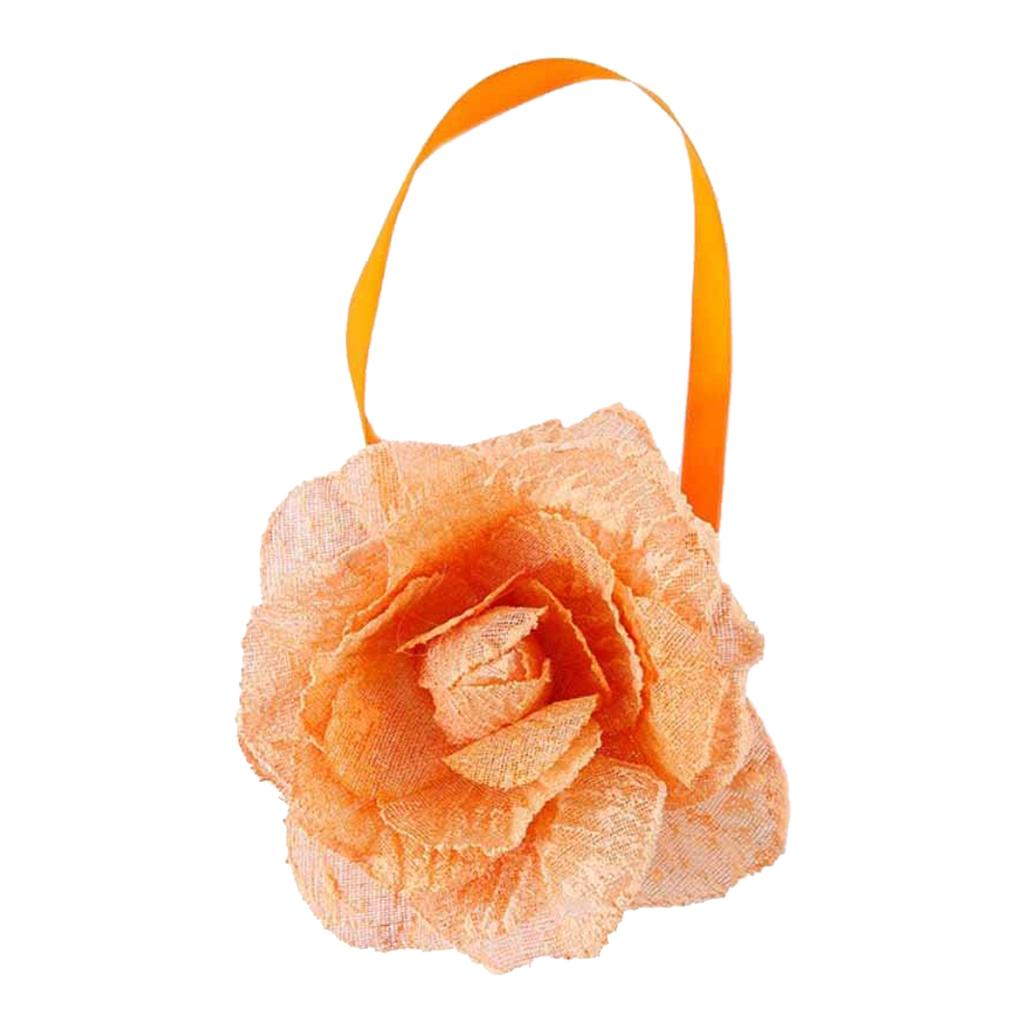 Seersucker Flower Magnetic Decorative Curtain Drapes Tiebacks Orange