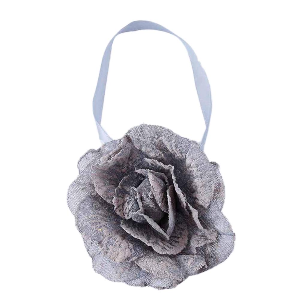 Seersucker Flower Magnetic Decorative Curtain Drapes Tiebacks Grey