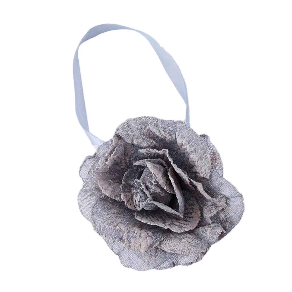 Seersucker Flower Magnetic Decorative Curtain Drapes Tiebacks Grey