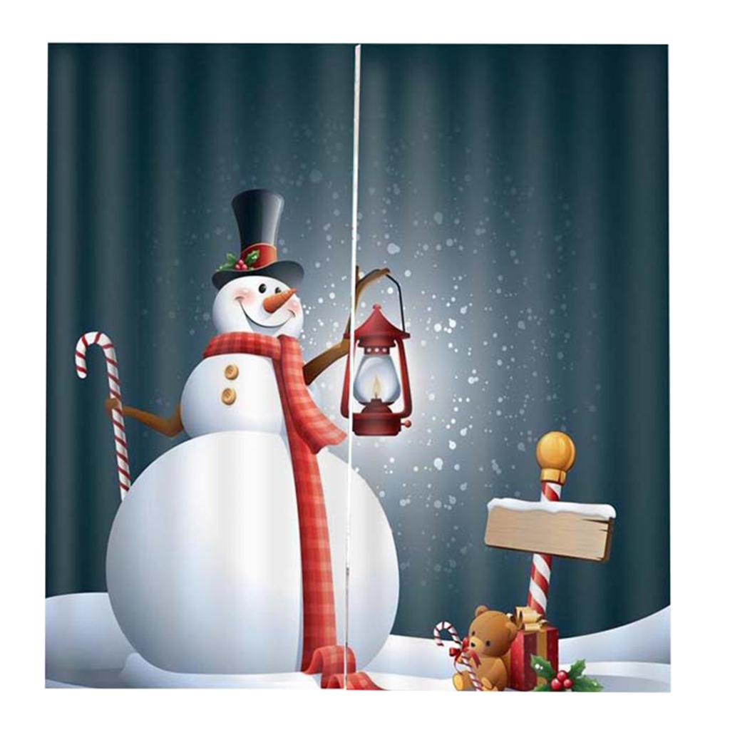 3D Digital Printing Bathroom Blackout Curtains Snowman(Dark Background)