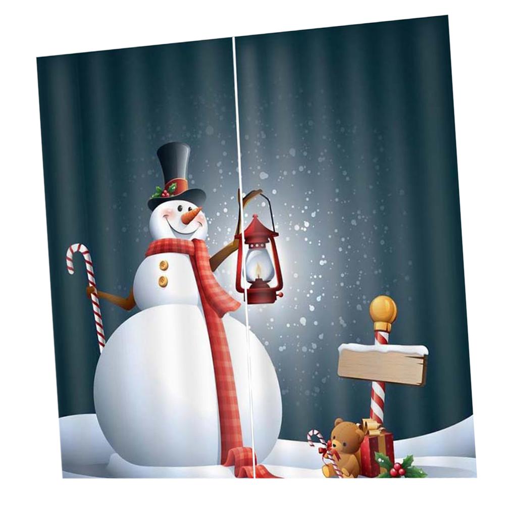 3D Digital Printing Bathroom Blackout Curtains Snowman(Dark Background)