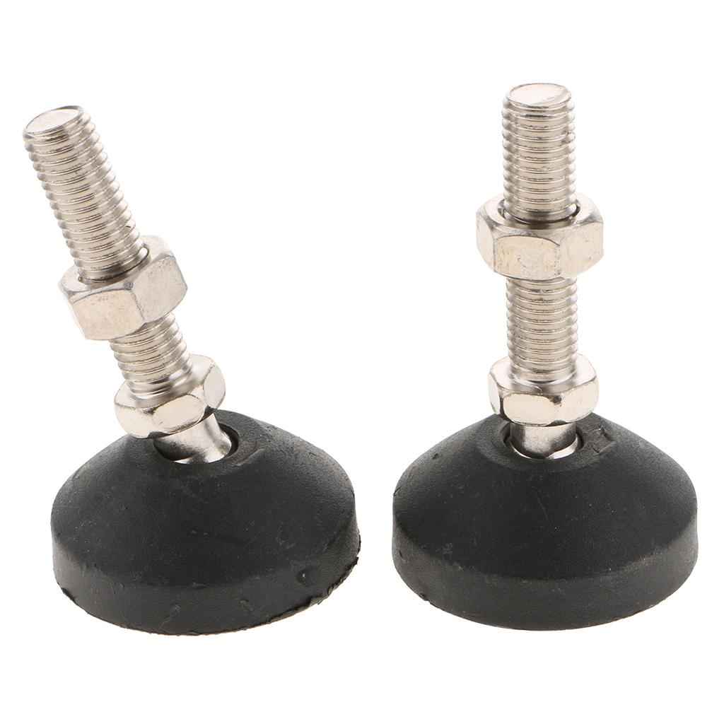 2 Pcs Carbon Steel Adjustable Furniture Leveler Leveling Feet 50-M12x50mm