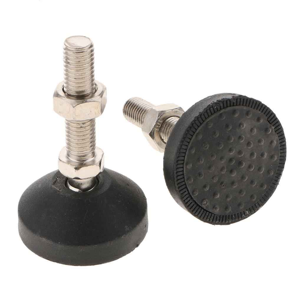 2 Pcs Carbon Steel Adjustable Furniture Leveler Leveling Feet 50-M12x50mm