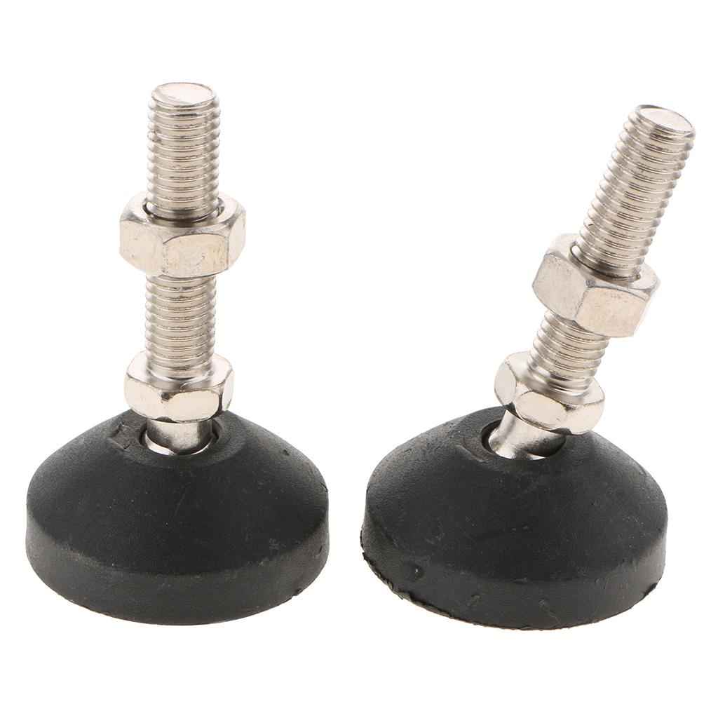 2 Pcs Carbon Steel Adjustable Furniture Leveler Leveling Feet 50-M12x50mm